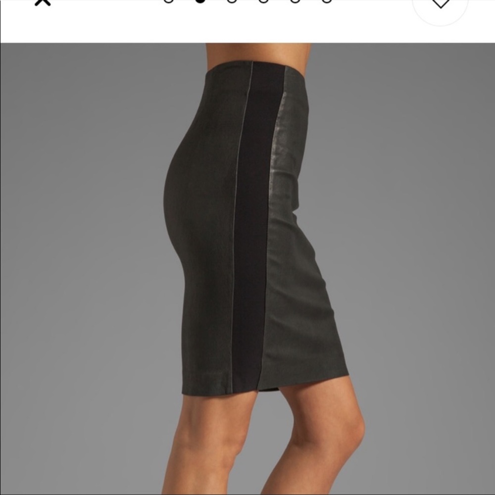 Theory Lamb Leather Panel Pencil Skirt Size 8